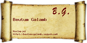Beutum Galamb névjegykártya